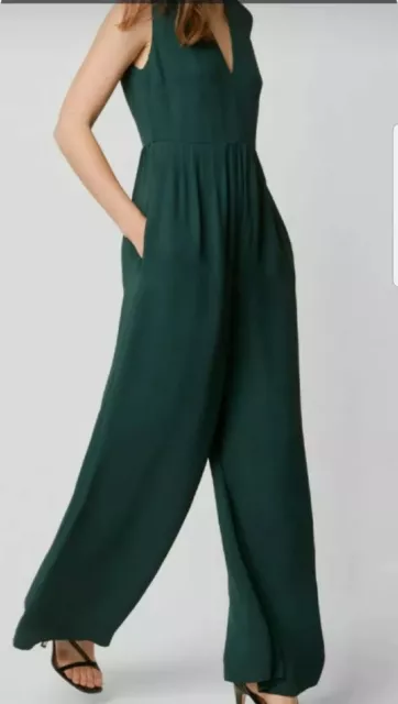 FRENCH CONNECTION SLATE Crepe Enid 70 s Look Jumpsuit Uk 6 35.00