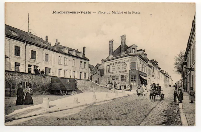 JONCHERY SUR VESLE - Marne - CPA 51 - Place du Marché et Poste Belle Animation