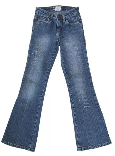 Z Cavaricci 90s Y2K Vintage Jeans Distressed Bling Stretch Girls Size 8 Flare