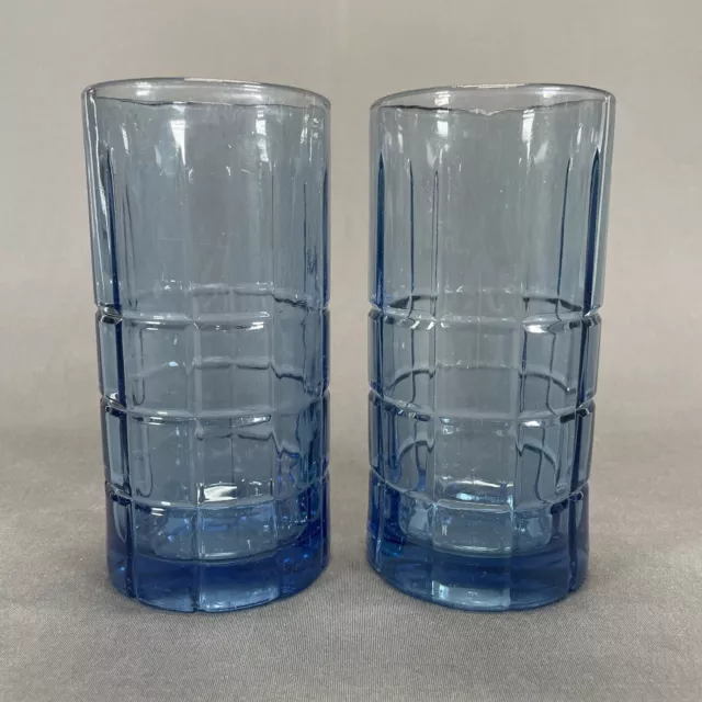 Anchor Hocking Glasses Set of 2 Tartan Blueberry 6 1/8" Blue Iced Tea Tumblers