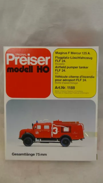 Preiser 1188 Camion Pompier Incendie Pour Aeroport / Echelle Ho