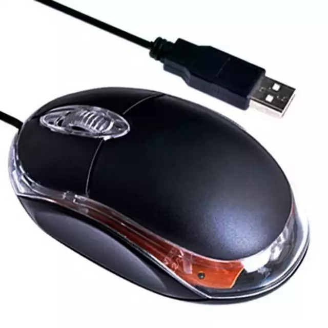 Raton Iluminado con Led Rojo Cable 130 Cm 800 DPI Optico USB PC Laptop Portatil 3