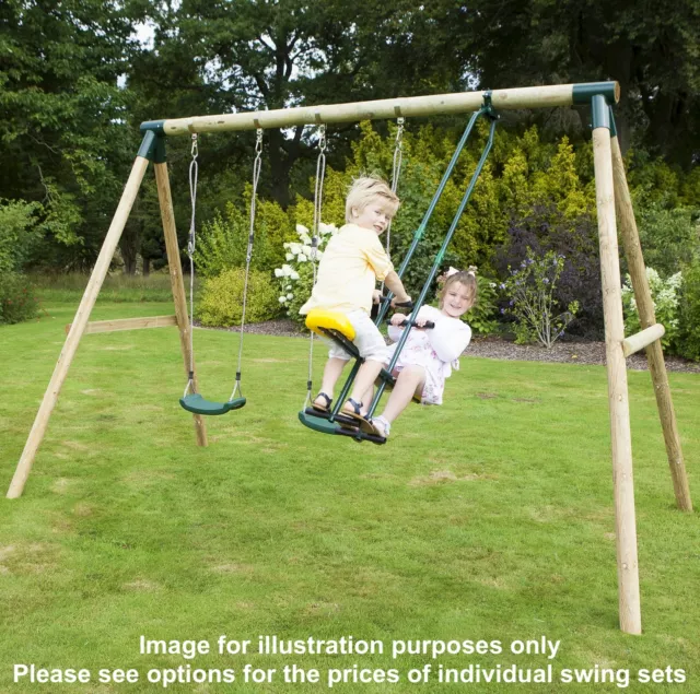 Rebo Kids Wooden Garden Swing Set Childrens Swings - 14 Styles & 3 Colours