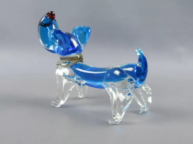 Scultura cane bassotto vetro Murano colore blu statua made in Italy vintage anni 2