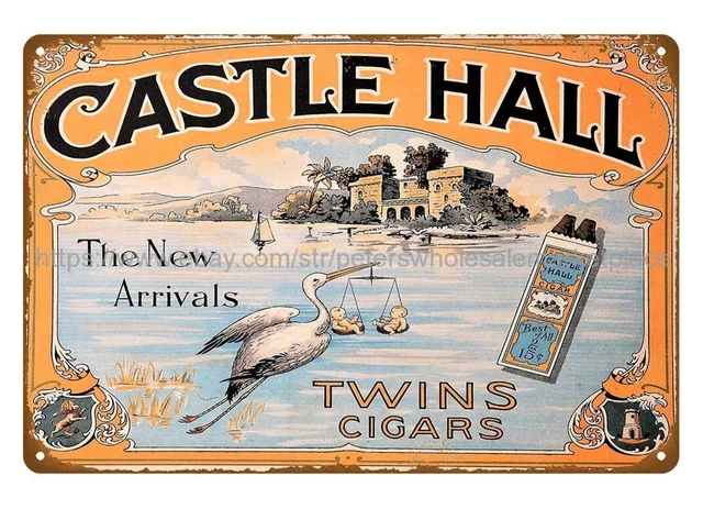 Castle Hall Twins Cigars tobacco metal tin sign man cave metal art wall decor