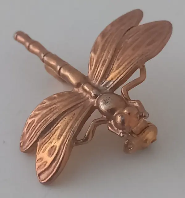 Vintage Costume French Design Brooch Pin Gilt Metal Dragonfly