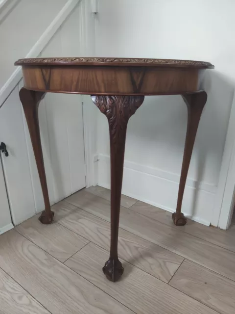 H Shaw London Antique Burr Walnut Circa 1900 Demi Lune Table Claw & Ball Legs 2