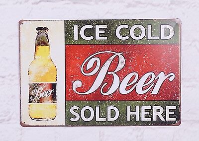 Ice Cold Beer Bar Tin Metal Signs Beer Vintage Poster Home Pub Wall Decor