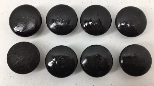 Vintage Lot of 8 Drawer Pull Knobs Wooden Pulls 1 1/2" Wood Cabinet Cupboard Blk