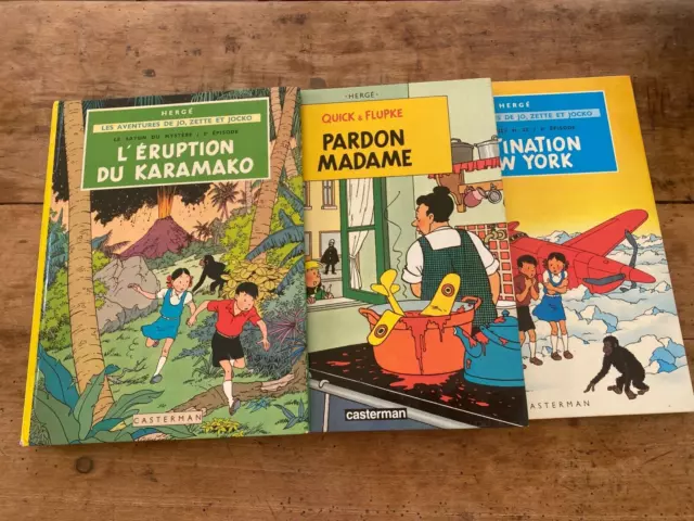 lot de 3 BD  2 les aventures de jo-zette et jocko et 1 quick et flupke HERGE