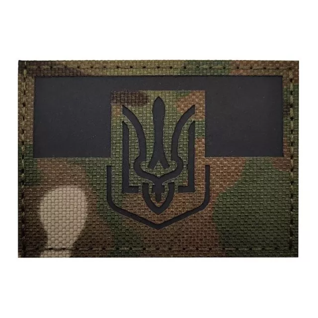 Ukraine Trysub Flagge Multicam Velcro Patch Dreizack Wappen Fahne IR Aufnäher