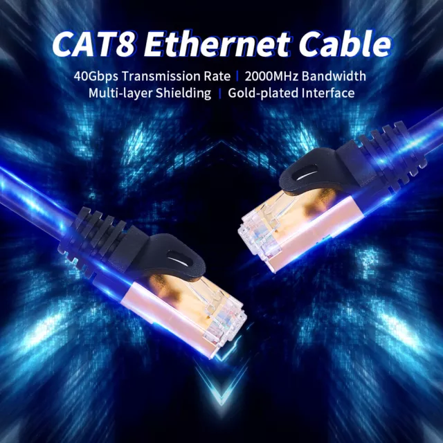 CAT8 Network Cable 40Gbps 2000MHz Ethernet Lan Data Cable-High Speed Cord