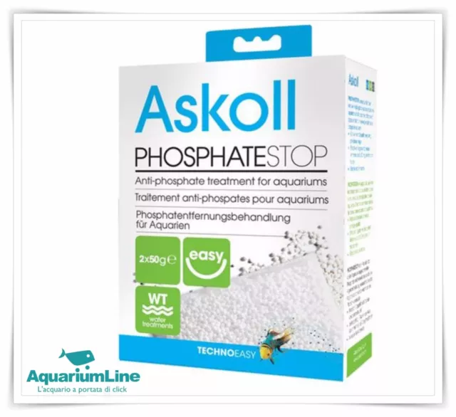 Askoll Fosfati Phosphate Stop Rimuove i Fosfati in Acquario Dolce Marino 2x50 gr