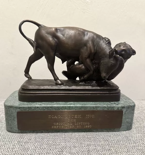 RARE NYSE Bronze Bull Bear Sculpture Original Listing Isidore Bonheur Replica