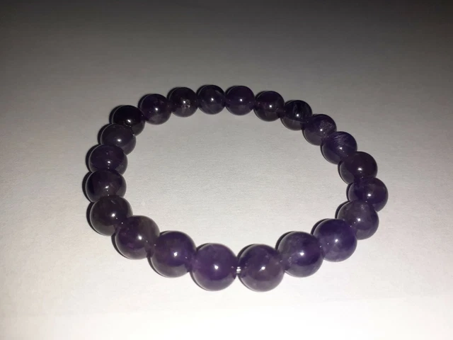 Améthyste naturelle 8mm pierre précieuse élastique étirement 7 pouces bracelet pierre de guérison 