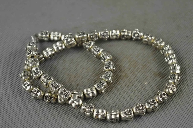 Collectable Chinese Style Miao Silver Tibetan Buddha Head Amulet Necklace Gift M