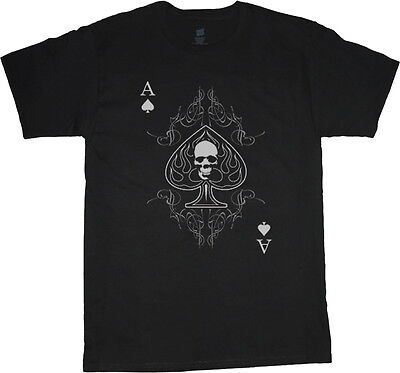 BIG E TALL T-shirt Asso di Picche Biker Skull Tee Shirt Camicie alto per gli uomini