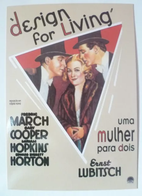 🍀 DESIGN FOR LIVING 🍀 rare FILM Postcard (PORTUGAL) Gary Cooper ERNST LUBITSCH