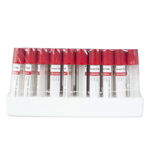 GLASS VACUUM BLOOD Collection Tubes No Additive Tubes Red Cap 12 x 75mm