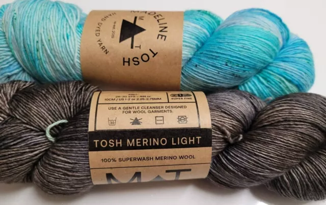 Madeline Tosh-Tosh Merino Light-Fingering weight yarn-Pebble or Tranquil Tahoe
