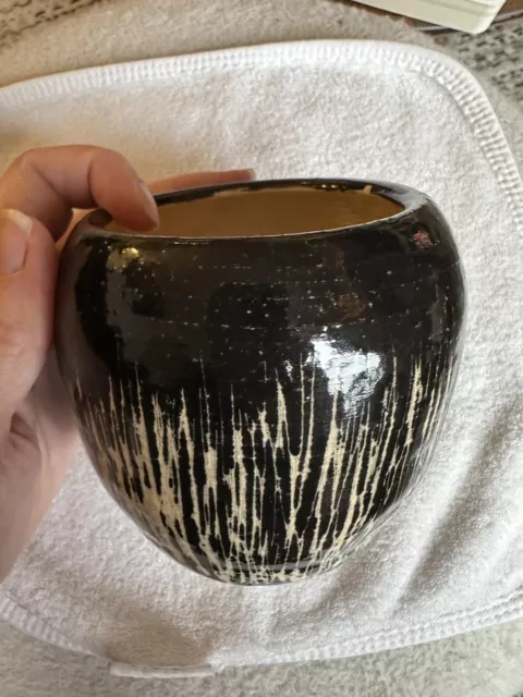 Signed MCM Pottery black and cream vase