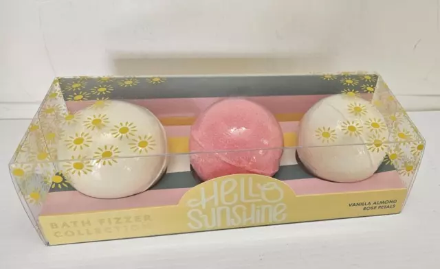 Beauty Concepts Hello Sunshine Bath Fizzer Bomb Trio Vanilla Almond Rose Petals