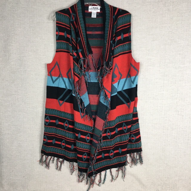Back In The Saddle Western Duster Womens Size M Fringe Cardigan Sweater Vest New