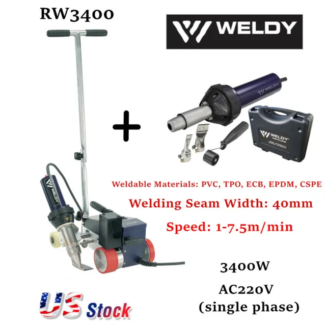 Weldy RW3400 220V Plastic Hot Air Roofer Welder Machine TPO Roofing Welding 40mm