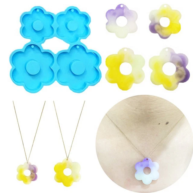 4 in 1 Blume Silikon Form Epoxid Gießen Form DIY Anhänger Ohrringe Harz Handwerk