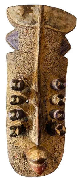 Old Tribal African Mask - Grebo Carved Wood Mask with 8 Tubular Eyes