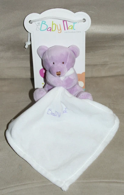 Doudou ours Babynat bn3530 bonbon parme mouchoir neuf