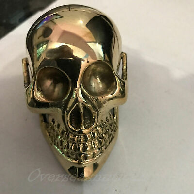 Brass Skull Solid Head Handle For Walking Stick Canes Shaft Designer WOODEN STYL
