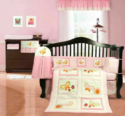 Baby cot bumper rail cover pink butterflies girls nursery bedding NEW 28x210