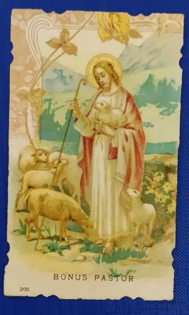 ANTICO SANTINO Gesù BUON PASTORE Santino holy card