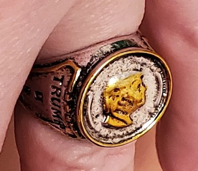 Silver Donald Trump Ring Gold 45th US President USA White House 2024 MAGA Old UK