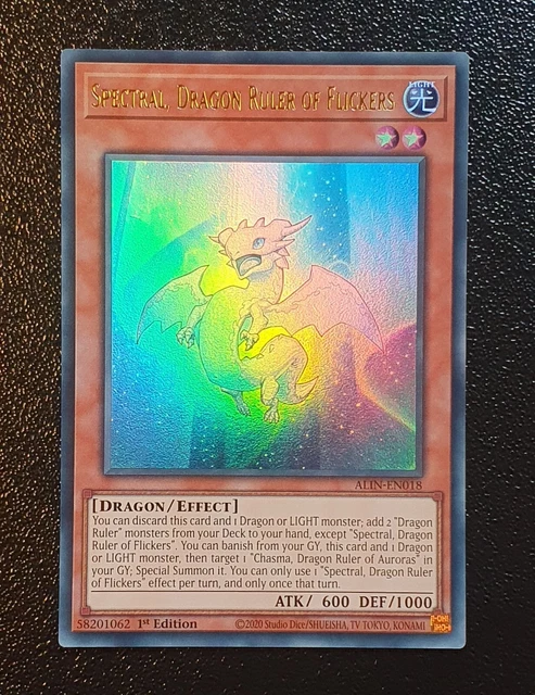 Yu-Gi-Oh! Karte – Spectral, Dragon Ruler Of Flickers (ALIN-EN018) – Ultra Rare – 1. Auflage