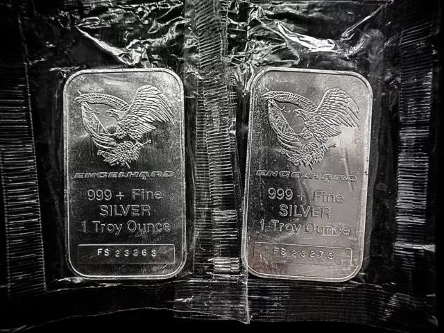 2 ozt Engelhard Close Serial FS 23263 & 23273 .999 SILVER Bullion Bars