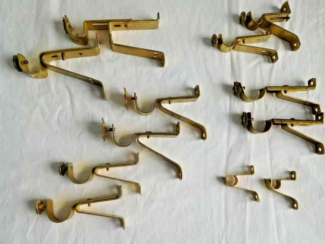 CHOICE drapery curtain cafe rod BRACKETS pol brass vintage adjustable projection