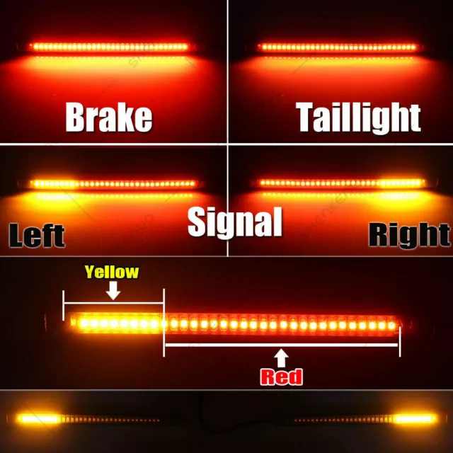 Universal 48 LED 12V Flexible Motorcycle Tail Brake Stop Turn Signal Light Strip 2