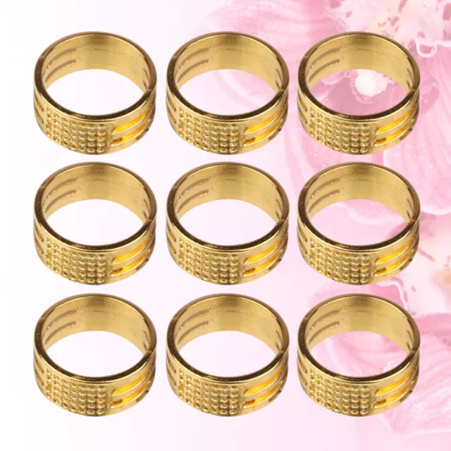 10 Pcs/1 Metal Knitting Finger Ring Needlework Thimble Thumb