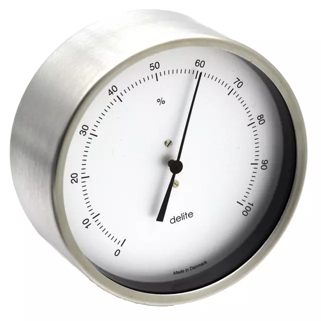 Clausen Hygrometer Edelstahl matt 100mm x 42mm modern aus Dänemark