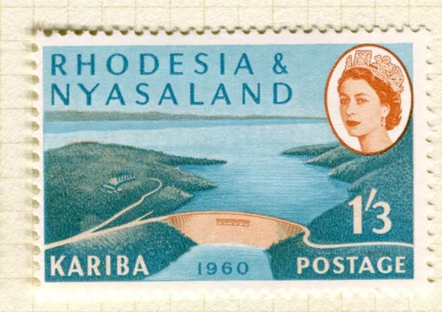RHODESIA/NYASALAND; 1960 Kariba Dam QEII issue Mint hinged 1s. 3d. value