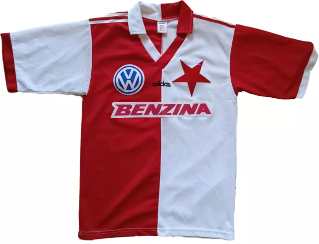 maglia calcio vintage football Jersey Slavia Praha 1996 1997 Adidas Benzina