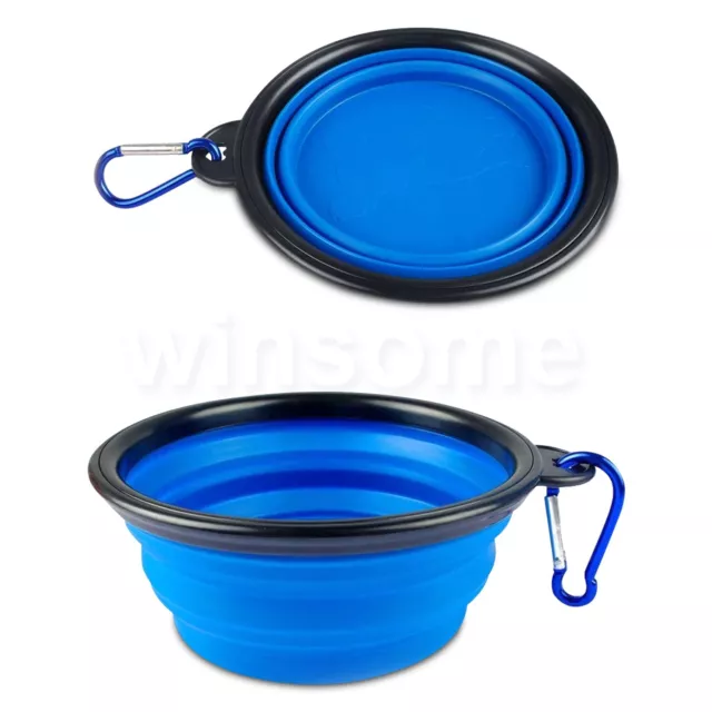 Pet Dog Cat Collapsible Feeding Bowl Travel Water Portable Silicone Camping Dish