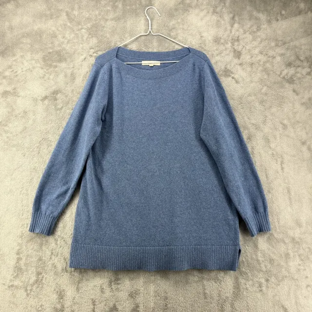 Loft Sweater Womens XL Blue Round Neck Wool Blend Designer Preppy Light Weight