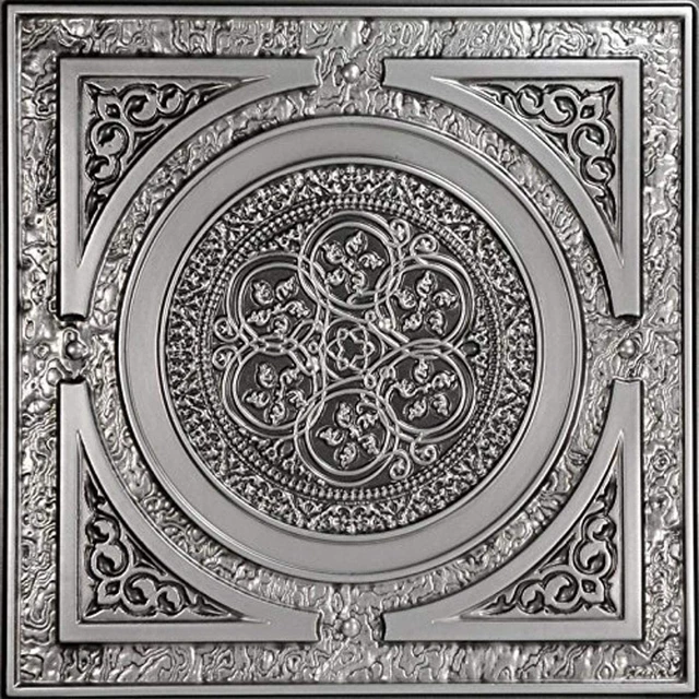 Steampunk-Faux Tin Ceiling Tile - Antique Silver 25-Pack
