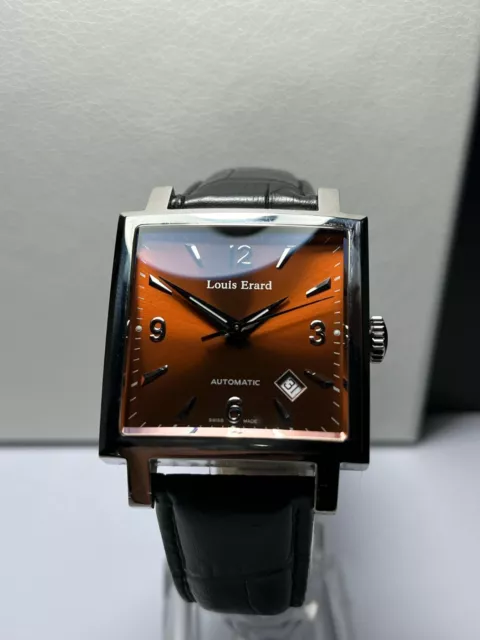 Louis Erard L'Esprit Du Temps Automatic Square Watch Coffee Dial Swiss Made