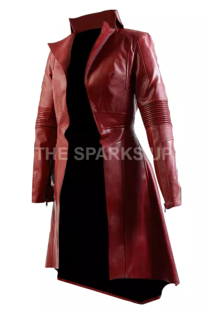 Scarlet Witch Endgames Cosplay Wanda Womens Casual Full Length Real Leather Coat