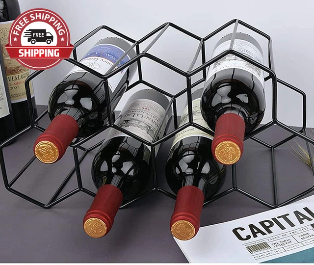 Countertop Wine Rack Freestanding, Small Wine Holder Stand Metal Wine Rack Honey