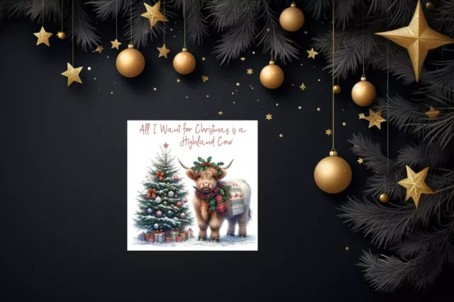 All I Want for Christmas  Highland Cow Ornament, Tier Tray Sign, Wood Mini Sign